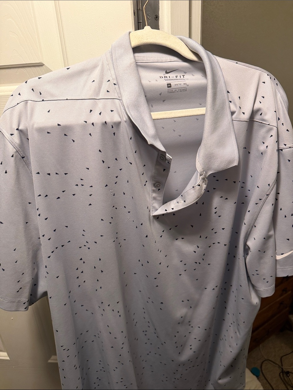 Nike Light Gray Polo with Navy Micro Print